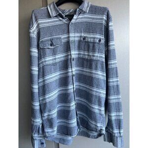 Valor Chambray Denim Wash Striped Button Front Long Sleeve Shirt Mens Size M